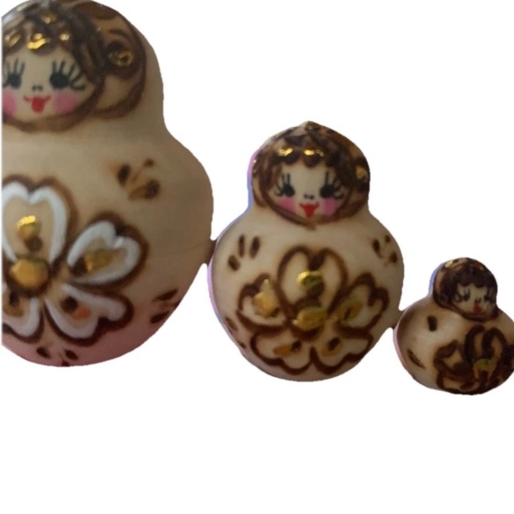 Handcrafted Gold and Cream Matryoshka Doll - Picture 6 of 6